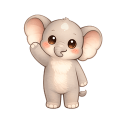 Claro the elephant mascot waving