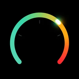 Quiet Hours app icon: a sound level gauge arcing from green to red