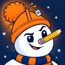Snow Day app icon: Mel the snowman in an orange beanie with a pencil nose